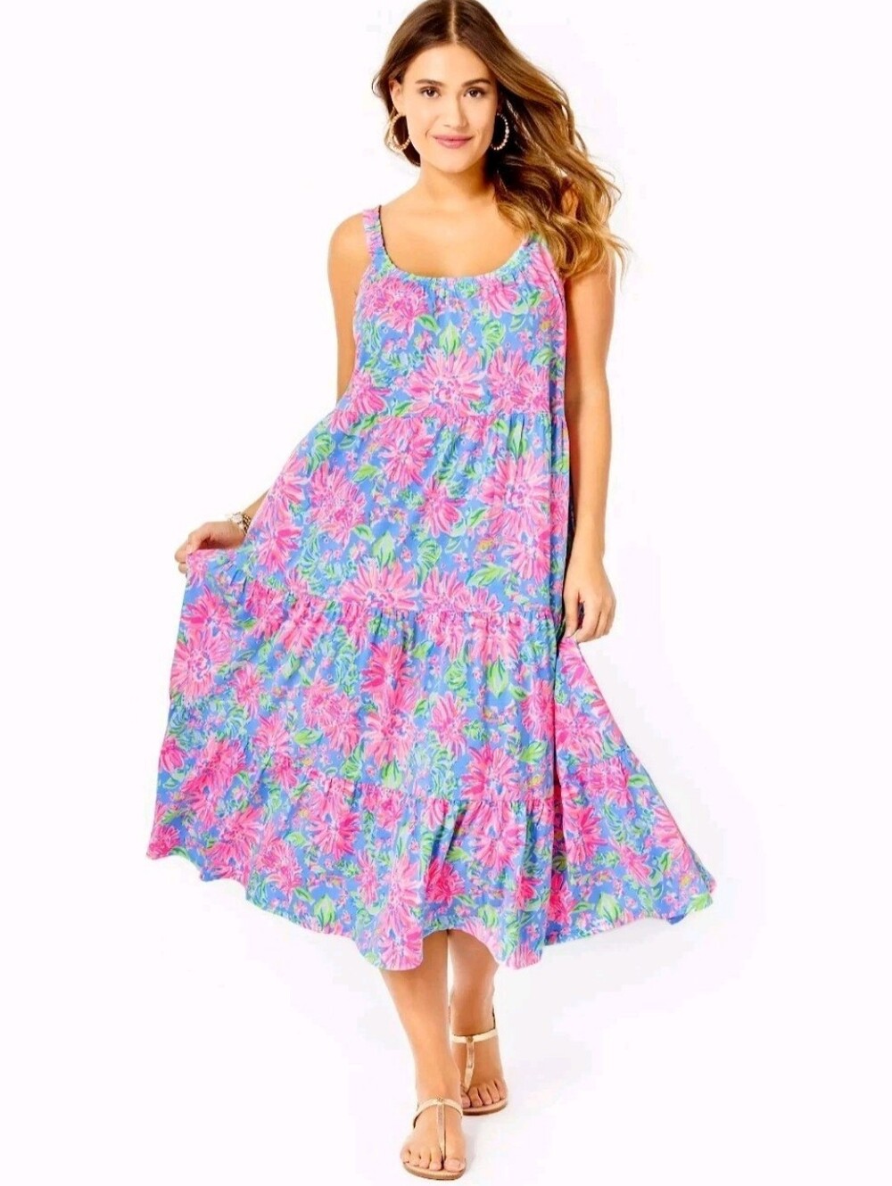 NWT Lilly Pulitzer Lori Swing Midi Dress Small New Pink Floral Vacation Tropical